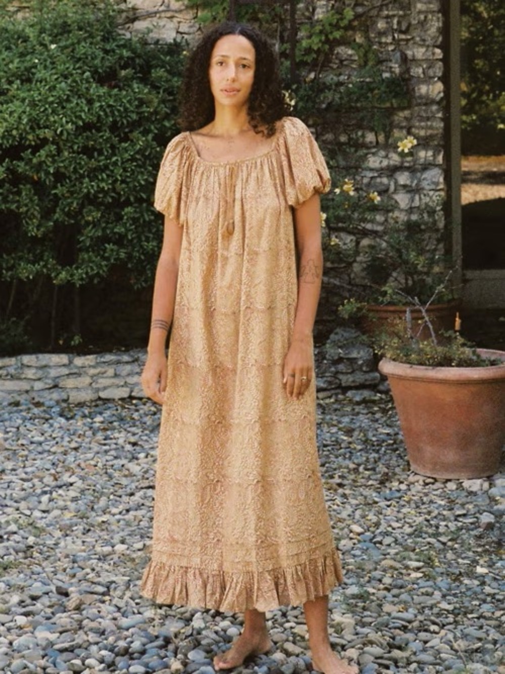 Christy Dawn Golden Cream Floral Maxi Christy Dress